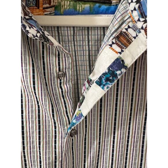 Robert Graham Tailored Fit Villa Multicolor Striped Button Up Shirt Men's L - Picture 3 of 10